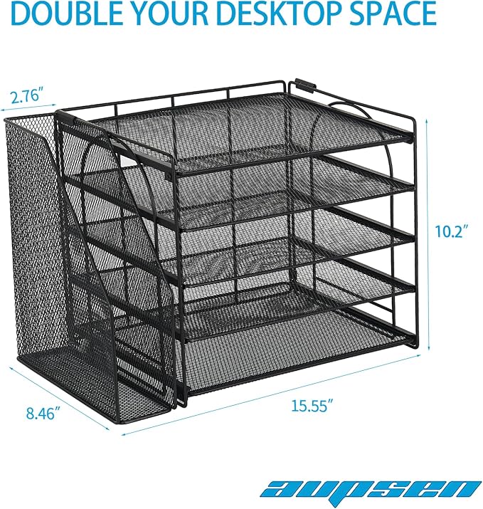 AUPSEN Desk Organizers and Accessories, 5-Tier Desktop Paper File Organizer - Image 2