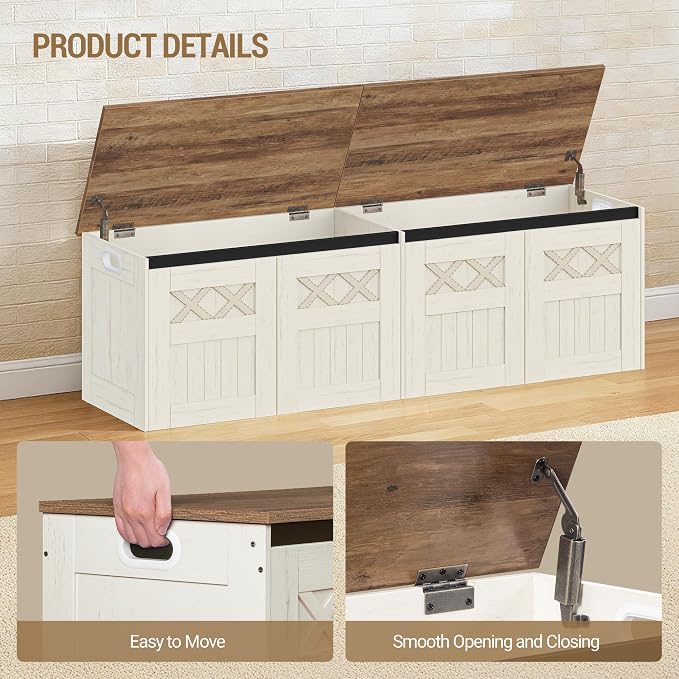 Hzuaneri 59" Storage Bench, Lift Top, 268L/70 Gal Large Storage Chest | | 330lb - Image 4