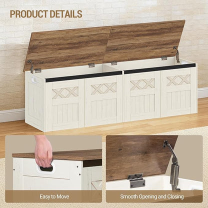 Hzuaneri 59" Storage Bench, Lift Top, 268L/70 Gal Large Storage Chest | | 330lb - Image 4