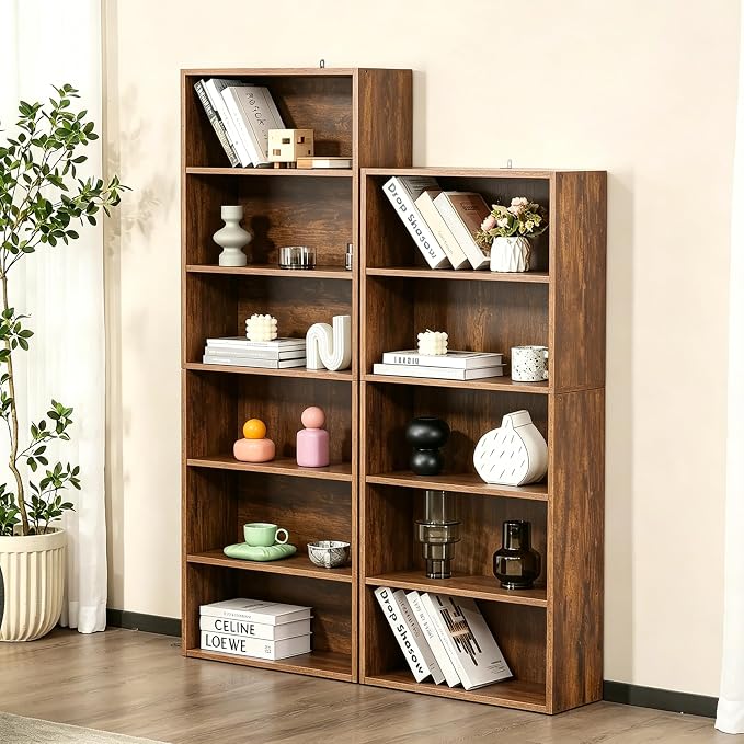 HealSmart 5 Tier Bookcase, Industrial 5 Book Shelf, 9.2" D x 23.8" W x 53" H - Image 2