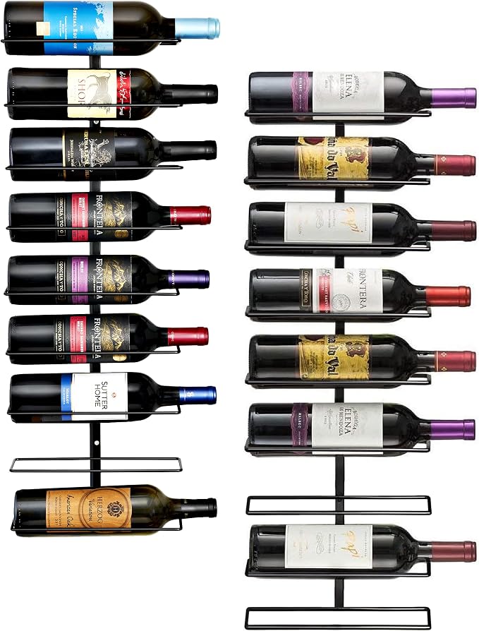 Sorbus Wall Mount Wine Rack 2-Pack – Holds 9 Bottles Each – Black Metal Wine by Sorbus
