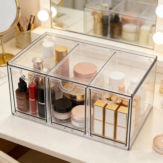 Prsildan Acrylic Makeup Organizer Stackable Storage Drawers - Image 2