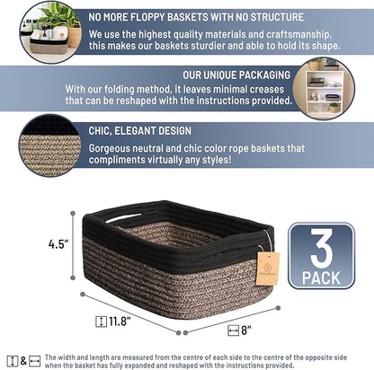 NaturalCozy 11.8"x8"x4.5” Rectangle Storage Baskets - Image 2