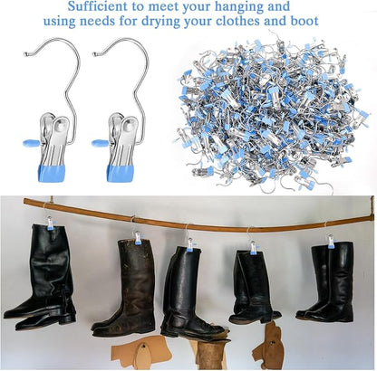 Yinder 250 Pcs Boot Hangers Clips Laundry Hooks Hanging Stainless Steel Clothes - Image 5
