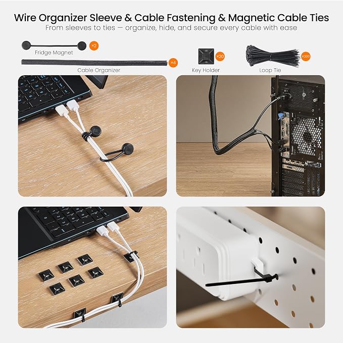 EUREKA ERGONOMIC Cable Management Organizer Kit Cable Raceways 316 PCS - Image 7