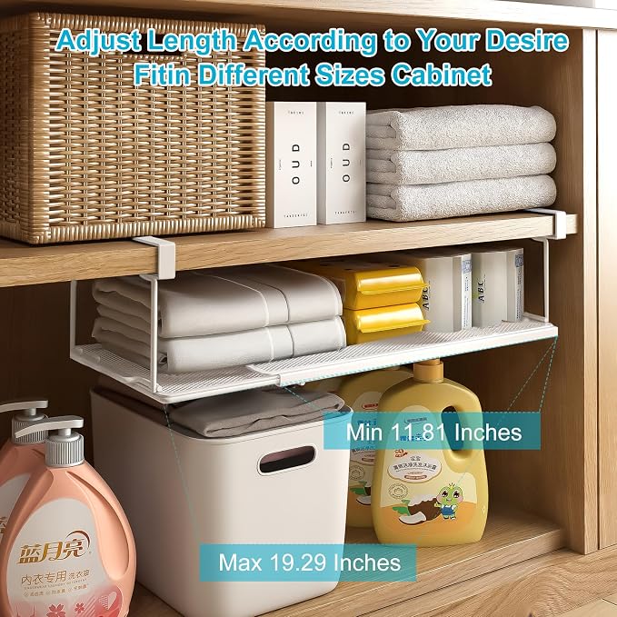 2 Pack Hanging Under Shelf Storage Basket, Expandable Organizer - Image 2