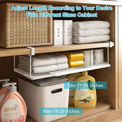 2 Pack Hanging Under Shelf Storage Basket, Expandable Organizer - Image 2