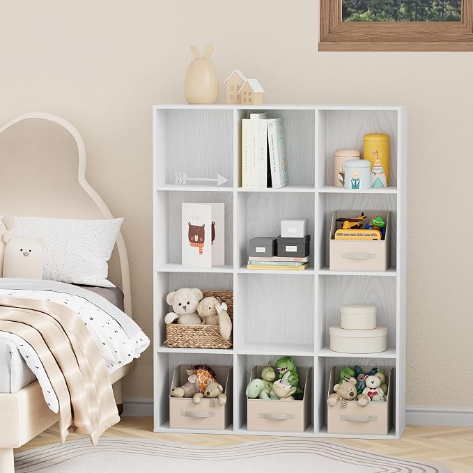 12 Cube Storage Organizer, Wooden Cube Shelves - Image 4