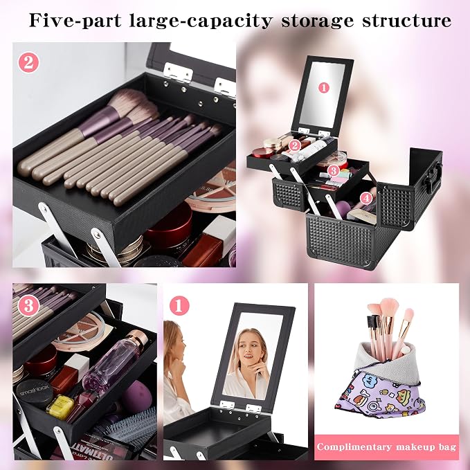 Makeup Train Case, Portable Makeup Case - Image 4