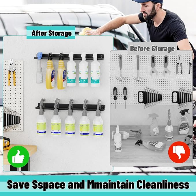 Spray Bottle Holder Wall Mount, 14 Inch Metal Universal Lightweight Organizer - Image 3