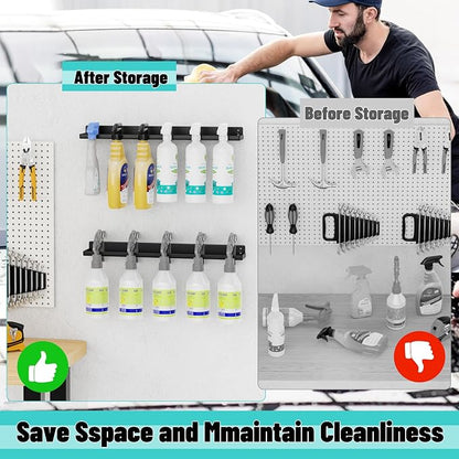 Spray Bottle Holder Wall Mount, 14 Inch Metal Universal Lightweight Organizer - Image 3
