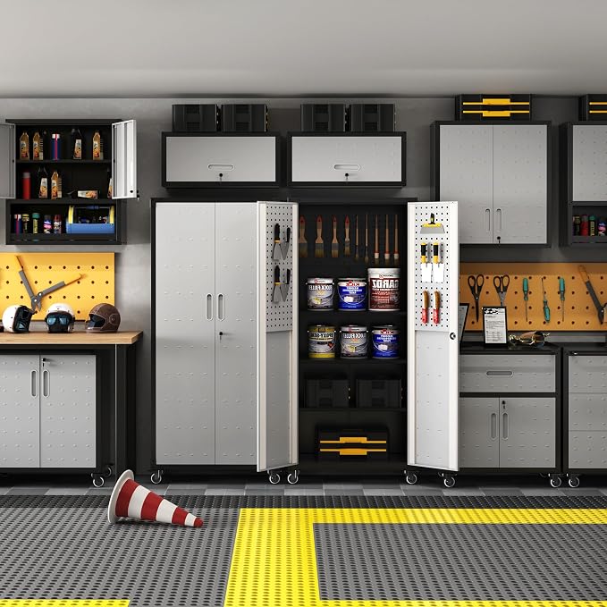 Garage Metal Storage Cabinet, Heavy-Duty Shelving Unit - Image 2