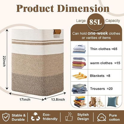 Laundry Hamper, 85L Tall Laundry Basket - Image 3
