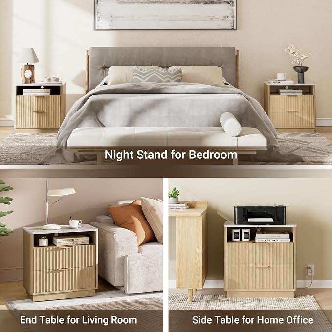 Large Fluted Night Stand Set of 2 - Image 7