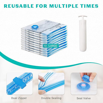 10 Pack Large Space Saver Vacuum Storage Bags Large Seal Bags - Image 4