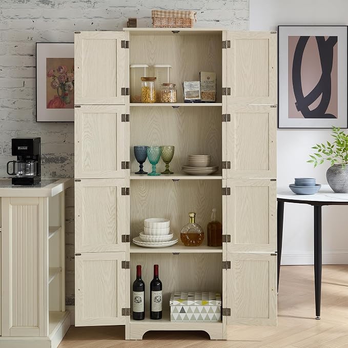 72" H Farmhouse Storage Cabinet, 4 Tier Kitchen Pantry Cabinet - Image 7
