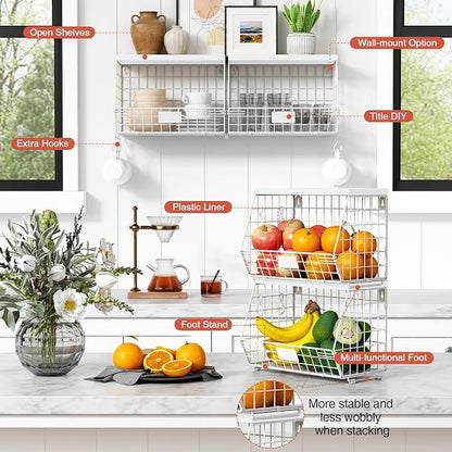 Goozii Wall Mount Bathroom Storage Basket, Fruit Produce and Vegetable Baskets - Image 6