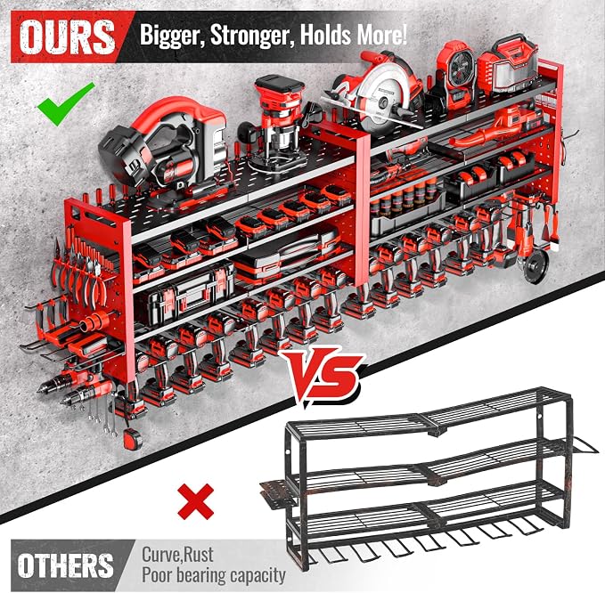 66" W Super Large Power Tool Organizer Wall Mount, Heavy Duty Cordless Tool - Image 7