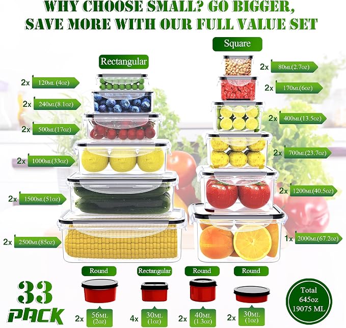 RockBerry 66 Pcs Food Storage Containers - Image 2