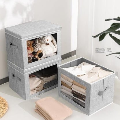 Homsorout Storage Bins with Lids, 3 Pack Large Storage Cubes with Window - Image 4
