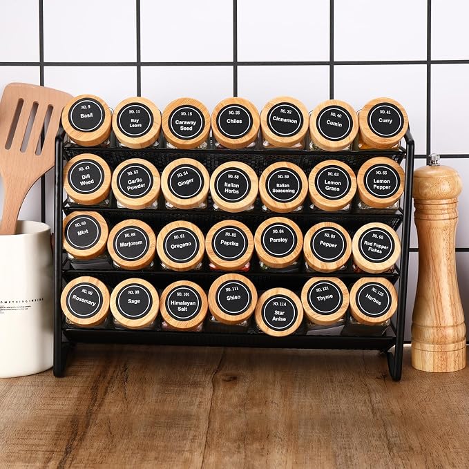 DIMBRAH Spice Jars with Label 24Pcs, Seasoning Containers, Glass Spice Jars - Image 5