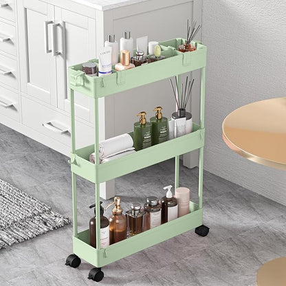 SPACELEAD Slim Storage Cart 3 Tier, Bathroom Organizer Rolling Utility by Home