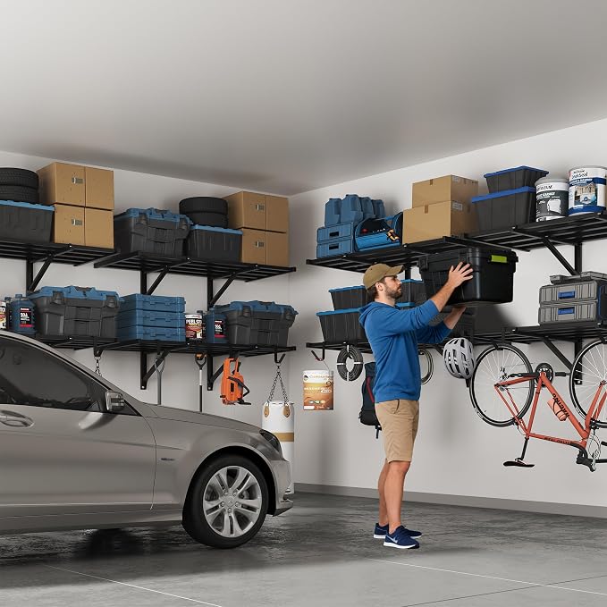 FLEXIMOUNTS 2x4ft Heavy Duty Garage Wall Shelving, 400lbs Capacity, Storage - Image 7