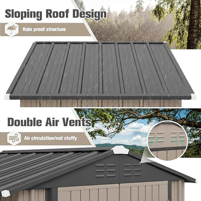 JUMMICO Metal Outdoor Storage Shed 6 x 8 FT Metal Shed - Image 3