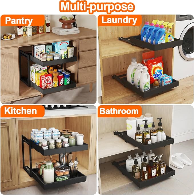 Golener 2-Tier Expandable Pull Out Cabinet Organizer - Image 7