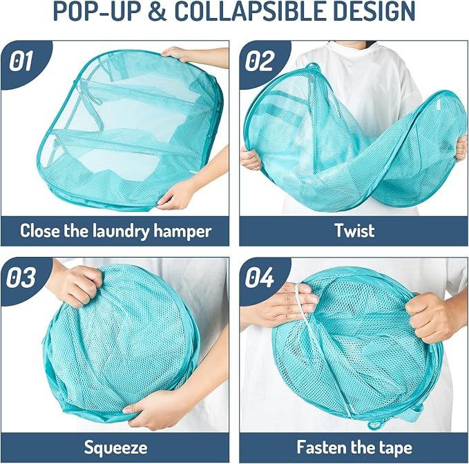 Seiritex Mesh Popup Laundry Hamper 3 Compartment Sortable Horizontal - Image 6