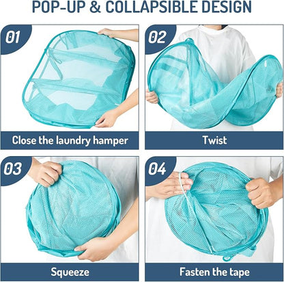 Seiritex Mesh Popup Laundry Hamper 3 Compartment Sortable Horizontal - Image 6