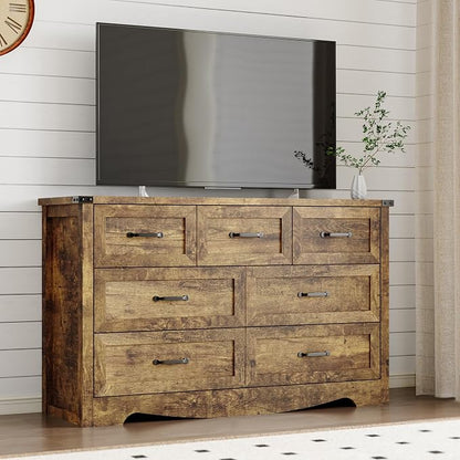 7-Drawer Dresser for Bedroom, Modern Wooden Chest of Drawers - Image 5