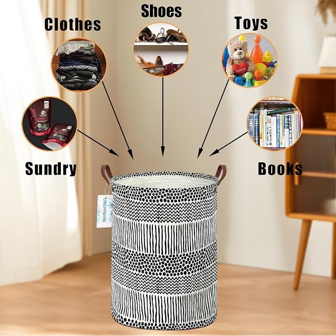 LANGYASHAN Laundry Basket Canvas Fabric Collapsible Organizer Basket - Image 4