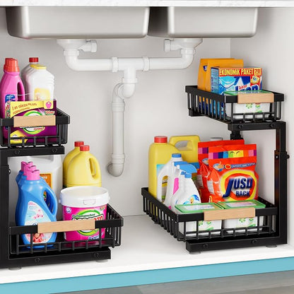 Under Sink Organizer, 2 Packs 2 Tier Sliding Pull Out Cabinet Storage Shelf by Unknown