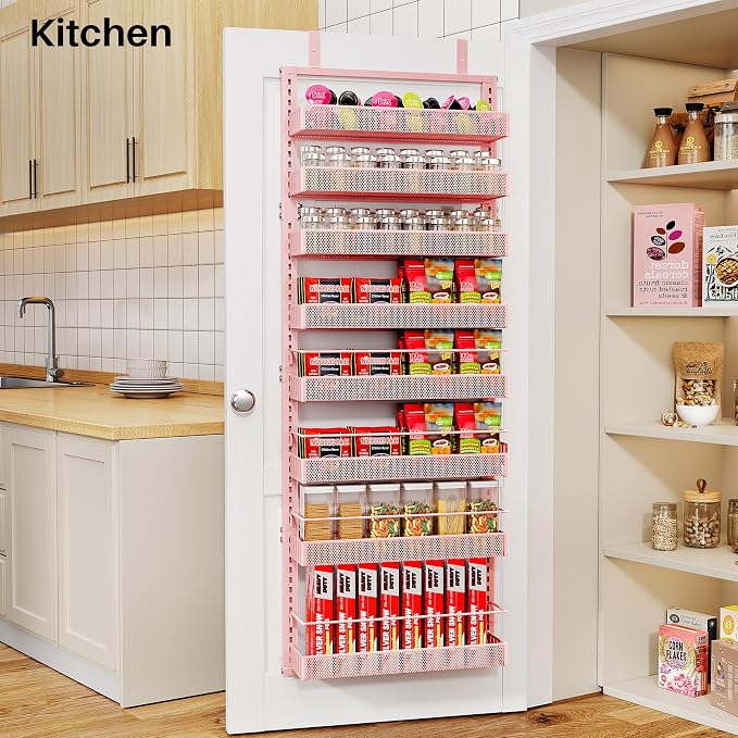SNTD 8 Tiers Over the Door Organizer, Height Adjustable Spice Rack, Dense Mesh - Image 8