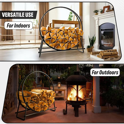 IDZO 41in Firewood Rack, 400lbs Load Capacity, Rust Resistant Steel, Wood - Image 4