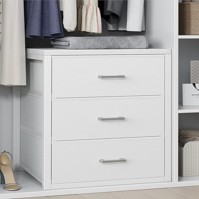 BOLUO Closet Drawers White 3 Drawer Dresser by BOLUO