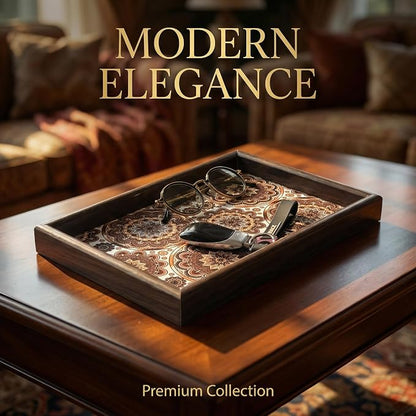 Wooden Valet Tray with Leather Base - Image 9