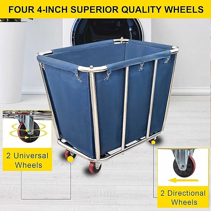 Commercial Laundry cart with wheels, 10 Bushel Large Industrial Rolling Laundry - Image 6
