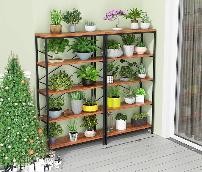 Himimi Industrial Bookshelf 5-Tier, Bookcase 58" H Ladder Shelf, Storage - Image 6