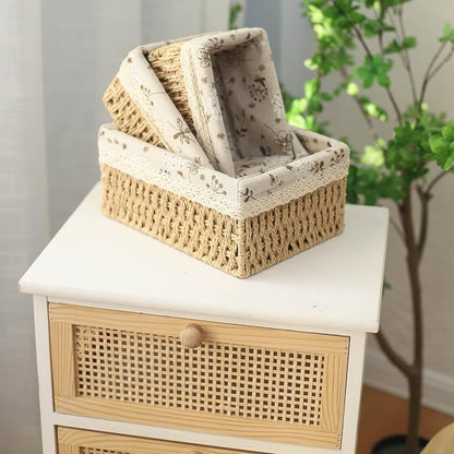 YRMT Storage Baskets Set of 3, Decorative Paper Rope Woven storage Baskets - Image 7