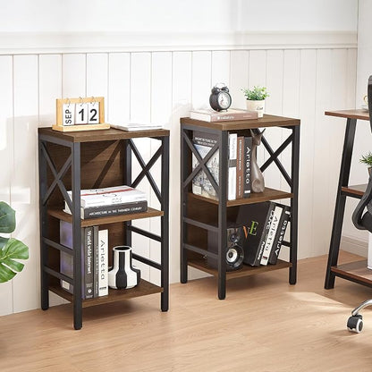 Small Bookshelf, 3 Tier Industrial Bookcase - Image 5