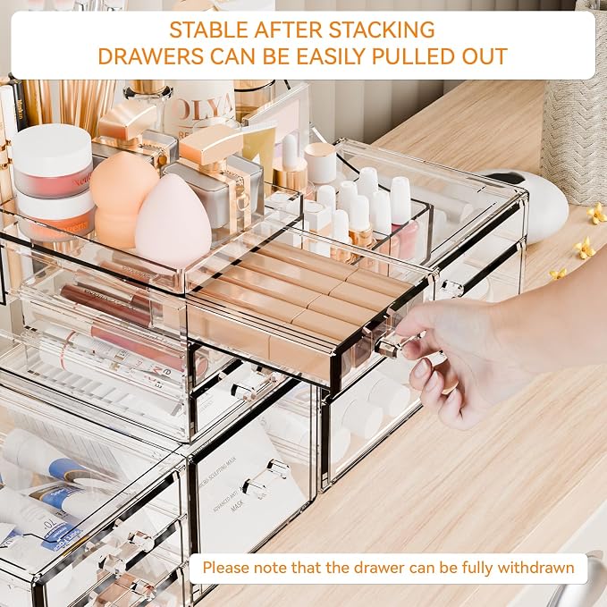 Yieach 3 Pack Clear Makeup Organizer Countertop - Image 5