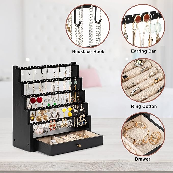 Pinzoveco Earring Organizer, 5 Layer Earring Holder Organizer - Image 5