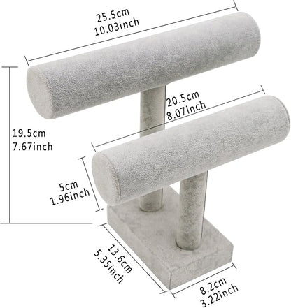 Wudygirl 2 Tier Bracelet Holder Velvet Bracelets Jewelry Holder Watches Holder - Image 6
