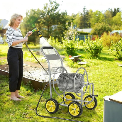 Goplus Garden Hose Reel Cart, 300 ft 5/8" or 400 ft 1/2", Heavy-Duty Metal Hose - Image 8