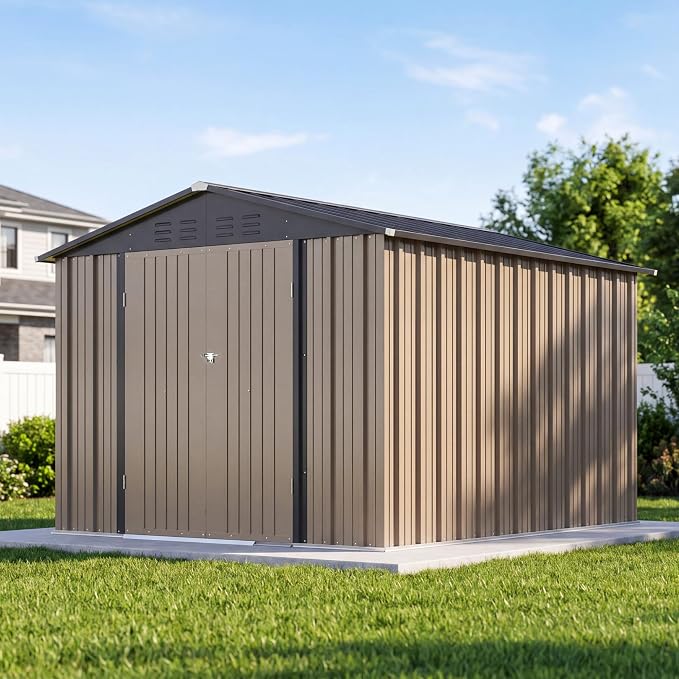 Devoko 8x10 FT Outdoor Storage Shed, Metal Tool Shed by DEVOKO