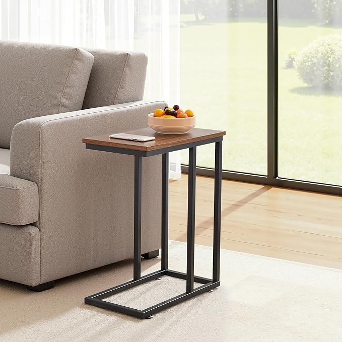 VECELO C Shaped End Side Table for Sofa Couch and Bed Snack TV Tray for Living - Image 8