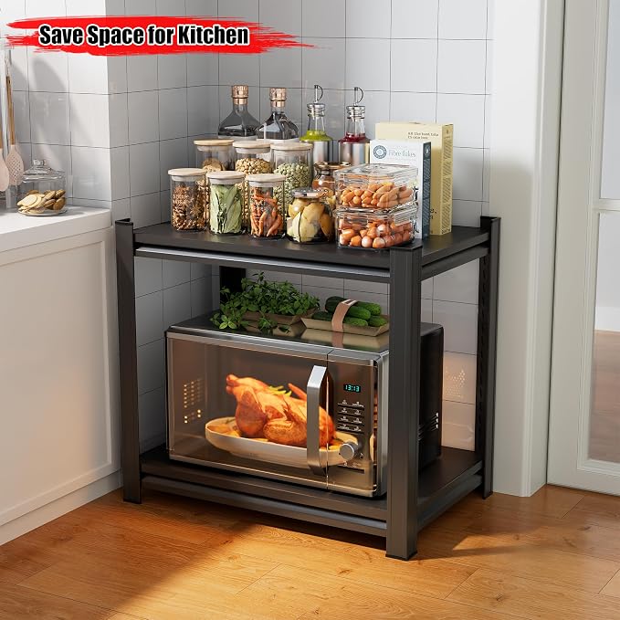 Kitchen Storage Rack, 2 Tier Metal Shelving Unit, Small Pantry Shelves - Image 5