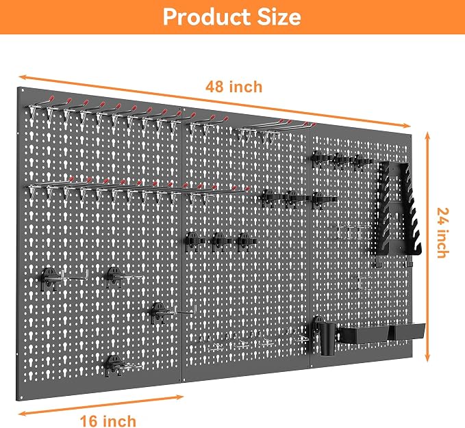 WALMANN Metal Pegboard Wall Tool Organizer Board - Image 3